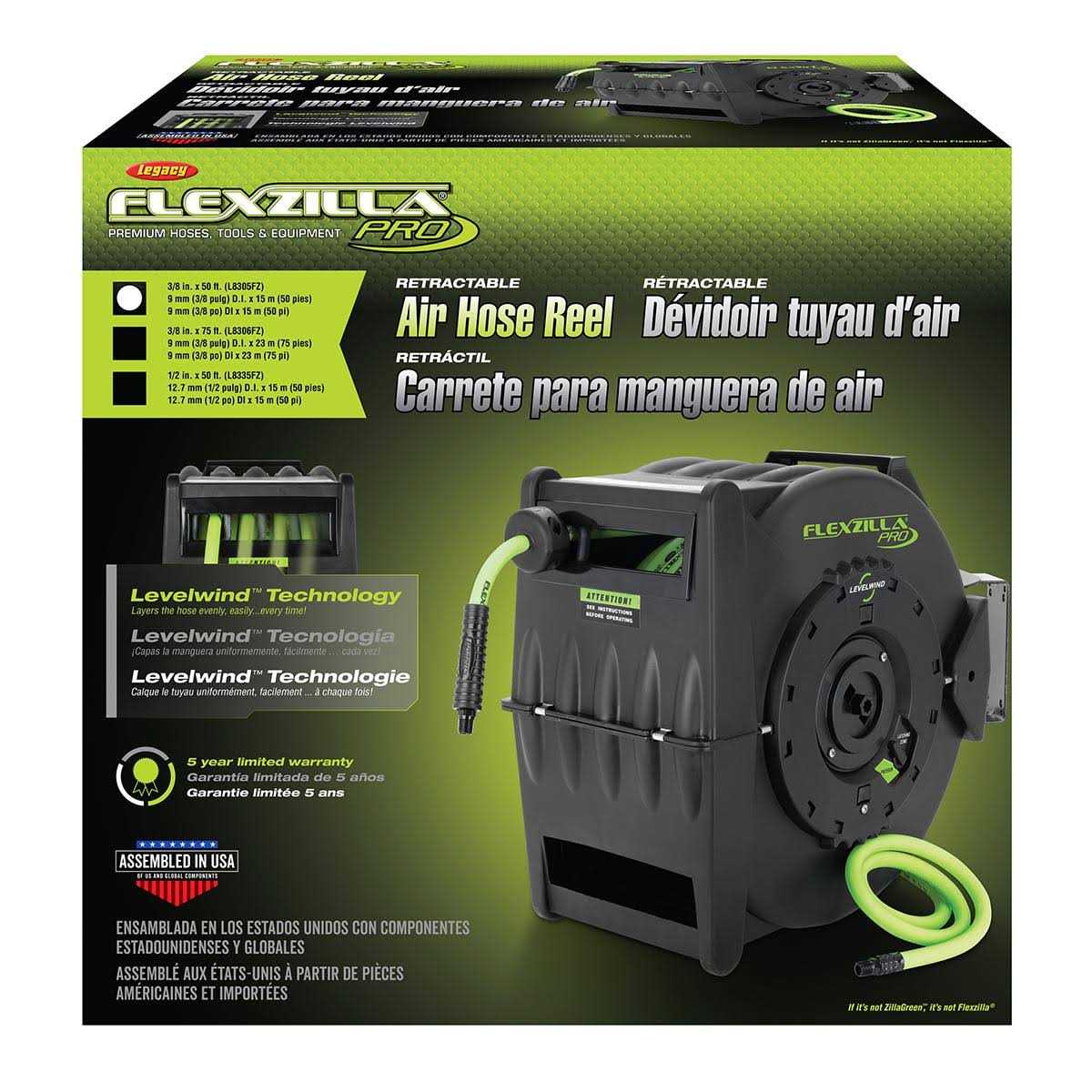 Flexzilla Retractable Air Hose Reel with Levelwind Technology - Cheap Fitting
