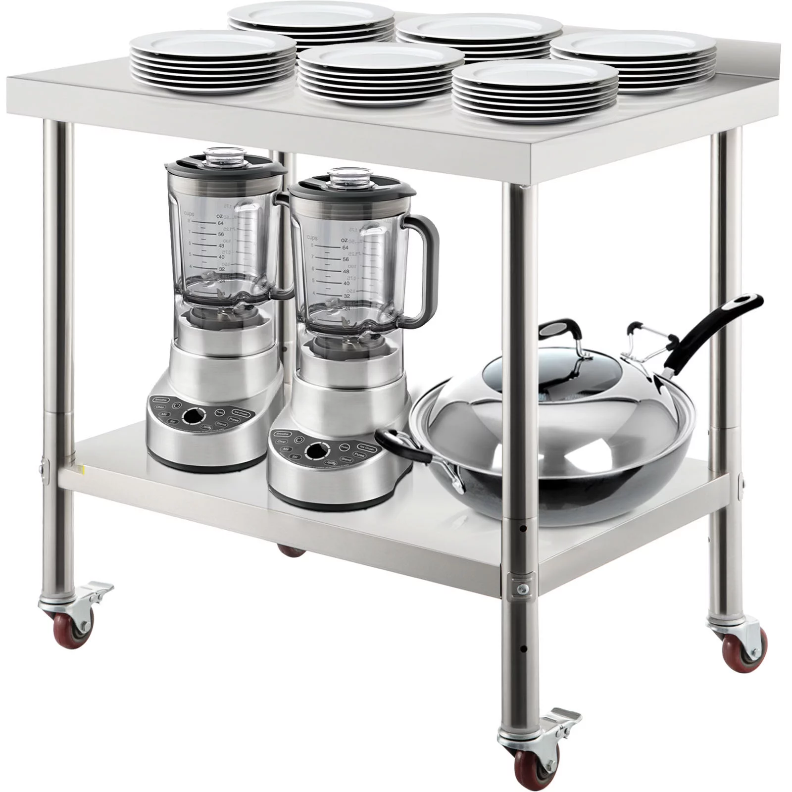 BENTISM Stainless Steel Work Prep Table Kitchen Work Table 24x15in with 4 Casters - Cheap Fitting
