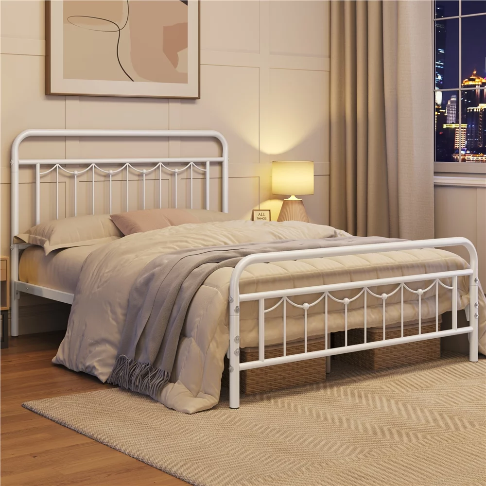SmileMart Archie Metal Platform Twin Bed with Vintage Headboard and Footboard, Antique Gold - Cheap Fitting