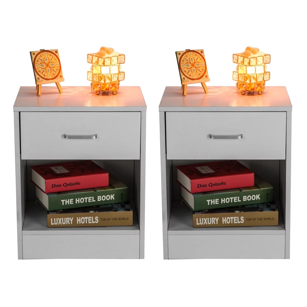 Zimtown Set of 2 Nightstand End Beside Table 1 Drawer Storage Organizer Room Furniture,Black - Cheap Fitting