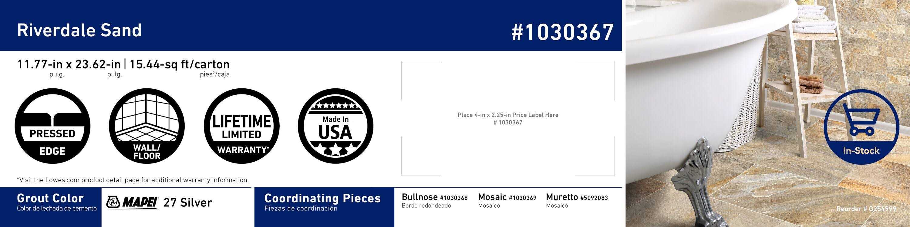 DELLA TORRE Riverdale Sand 12-in x 24-in Glazed Porcelain Stone Look Floor and Wall Tile 63RV01 - Cheap Fitting