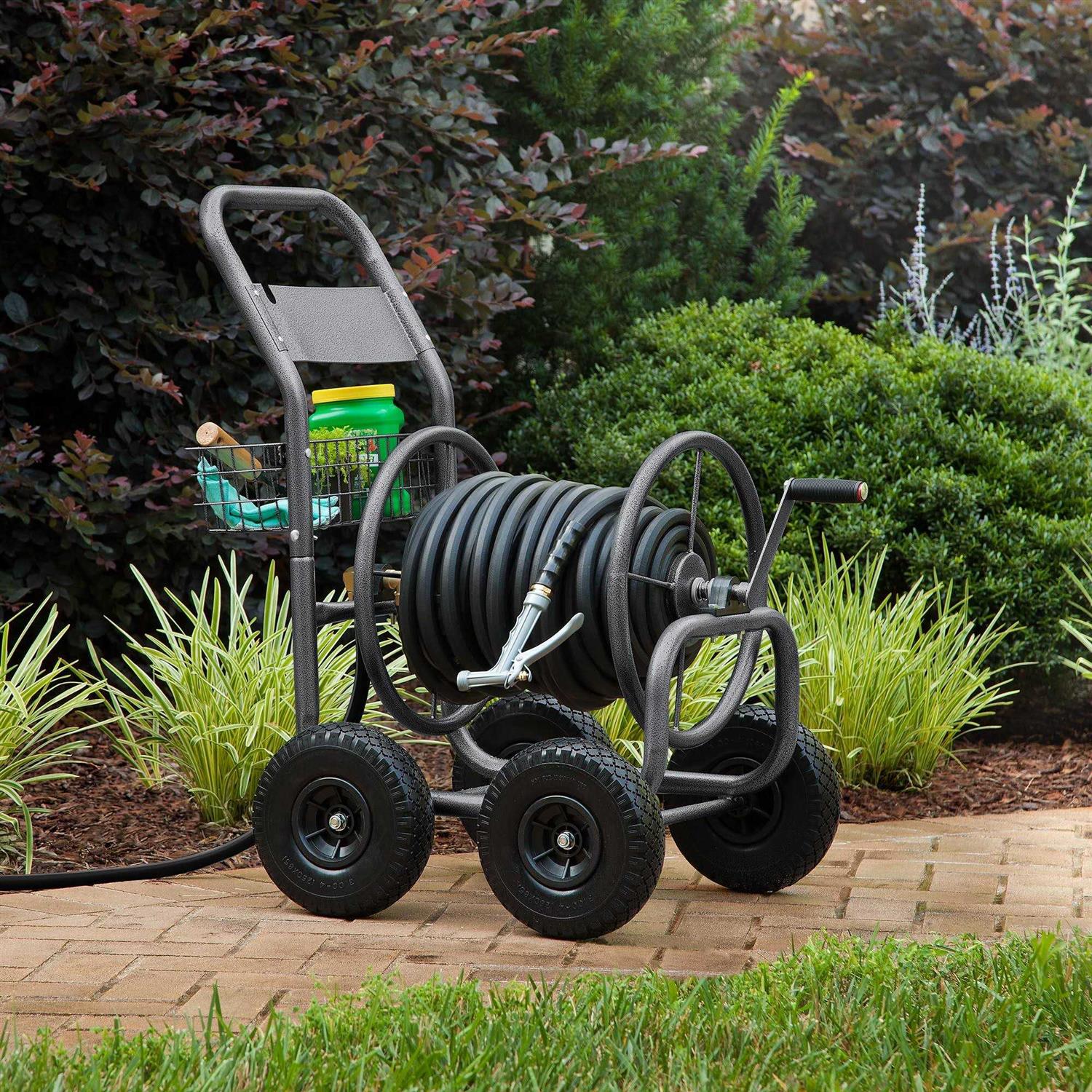 Style Selections Steel 250-ft Cart Hose Reel 840-L - Cheap Fitting