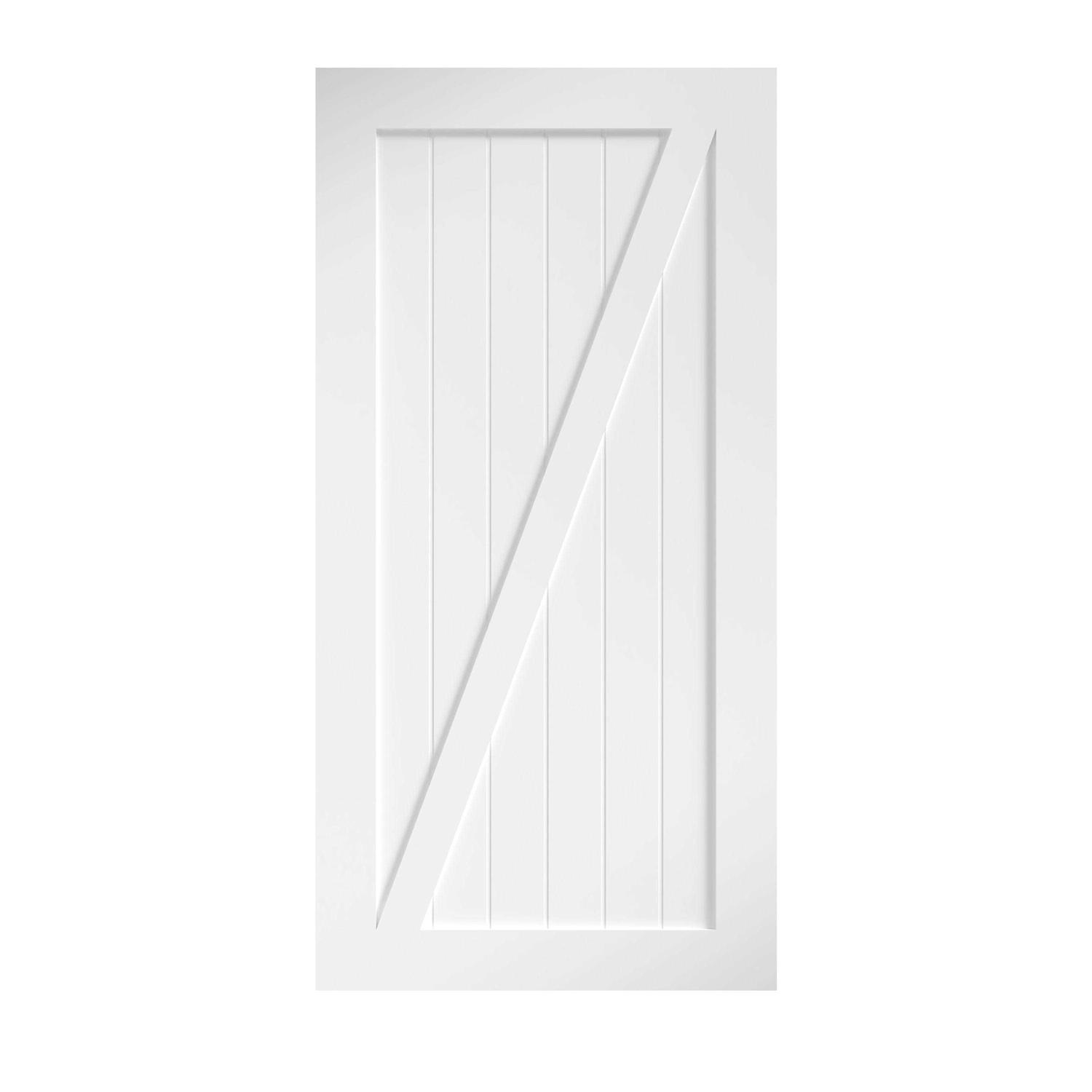 EightDoors Z-Shape White Primed Solid Wood Core Barn Door - Cheap Fitting