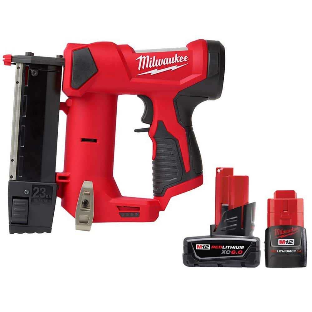 Milwaukee M12 12-Volt 23-Gauge Lithium-Ion Cordless Pin Nailer with M12 M12 Battery Packs - Cheap Fitting