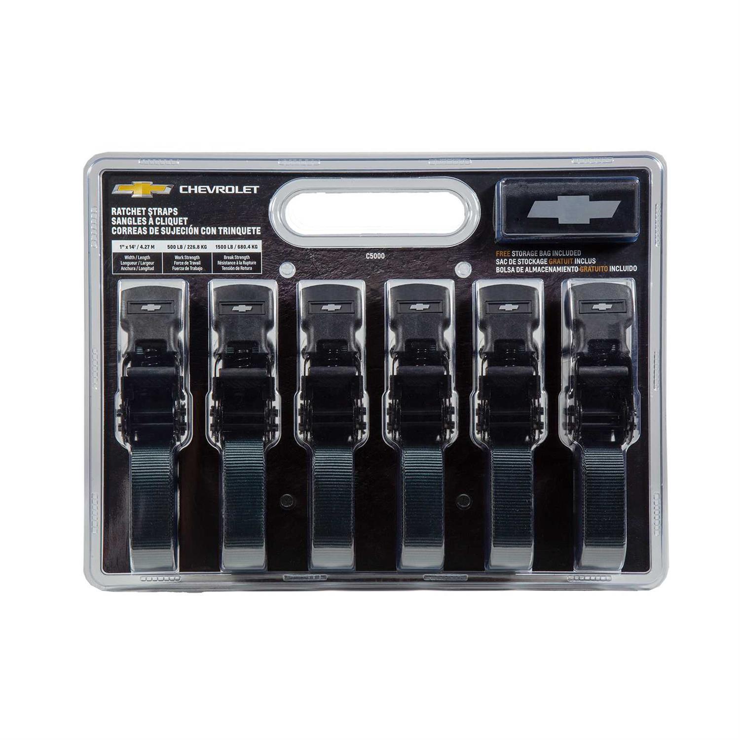 14 ft. x 1 in. Ratchet Tie Down Strap Kit/1500 lbs. Break Strength (6-Pack), Black - Cheap Fitting