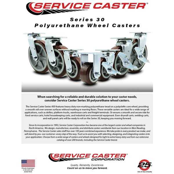 Service Caster Polyurethane Wheel Swivel Caster with Roller Bearing Service Caster Brand - Cheap Fitting
