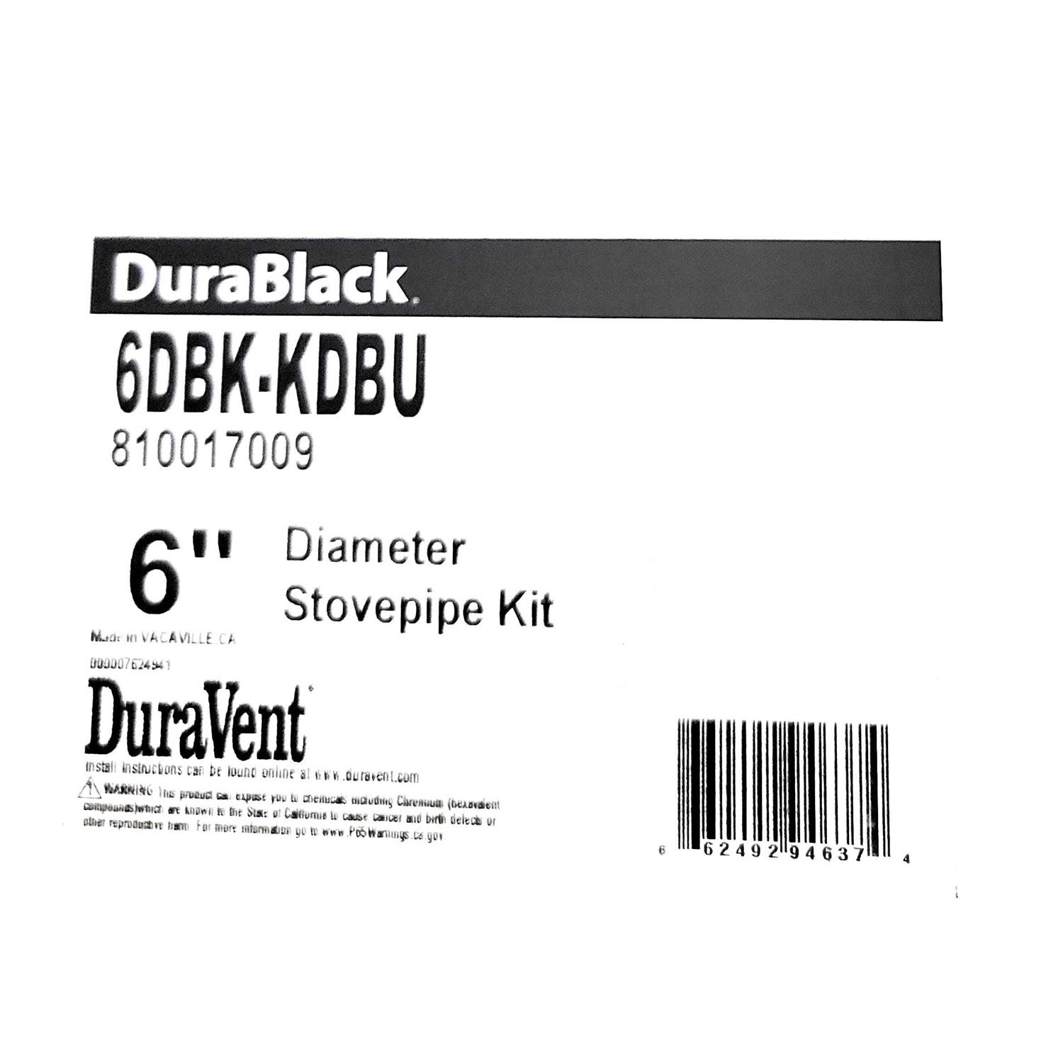 DuraVent DuraBlack 6 Single Wall Stove Pipe Kit - Cheap Fitting