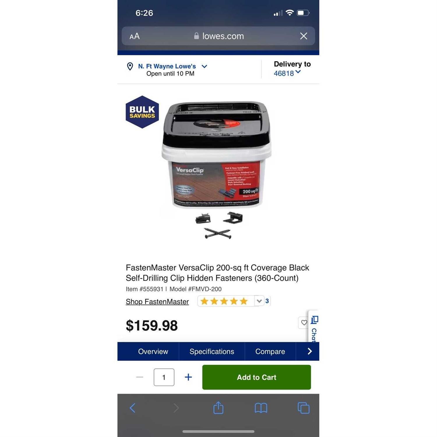 FastenMaster VersaClip 1-in Black Hidden Fastener 200-sq ft (360-Pack) Stainless Steel | FMVC-200 - Cheap Fitting