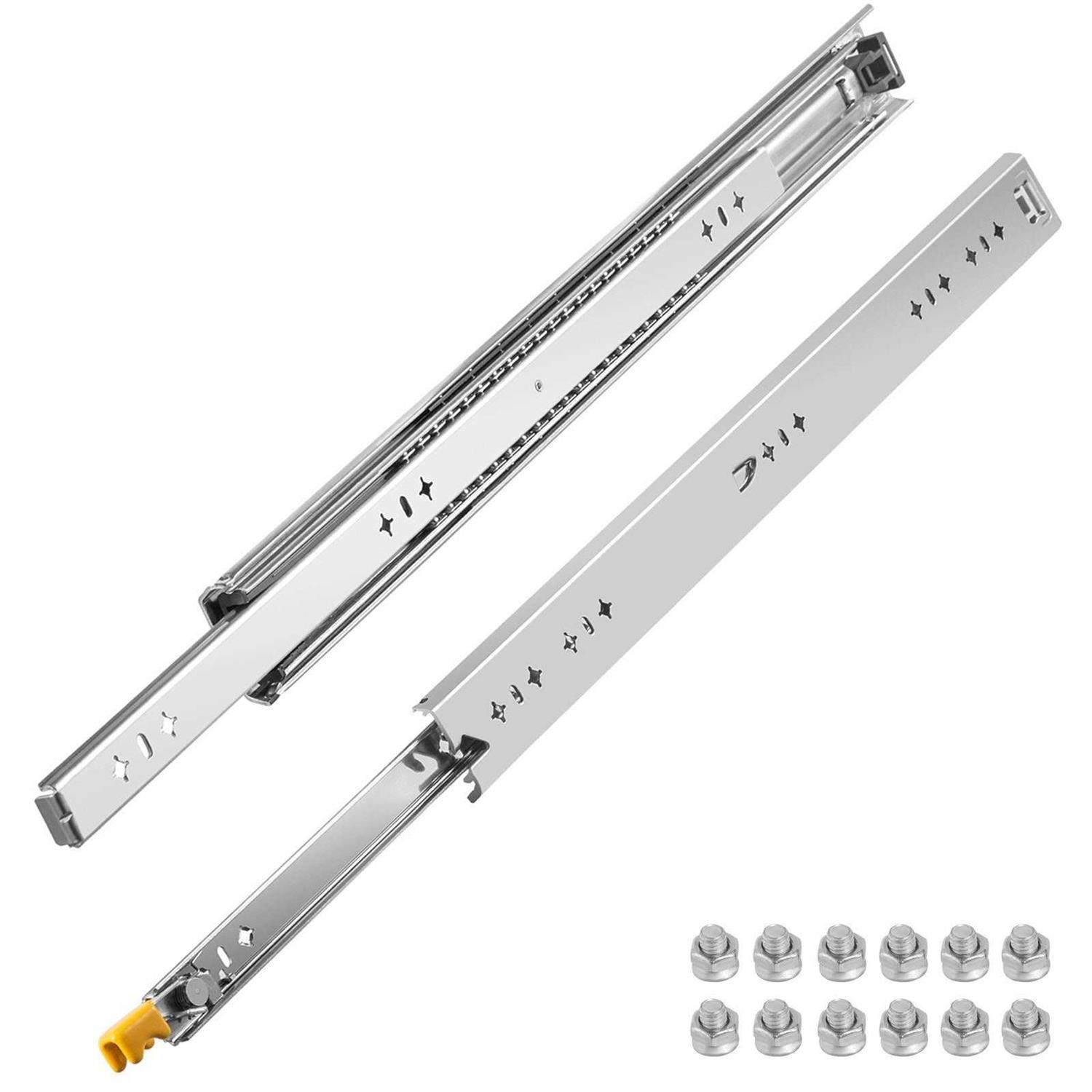 VEVOR Heavy Duty Drawer Slides 2pcs Drawer Slides 36 inch Locking Drawer Slides 250lbs Capacity Heavy Duty Slides Three Section Full Extension Drawer CTDG250B36YCWS001V0 - Cheap Fitting