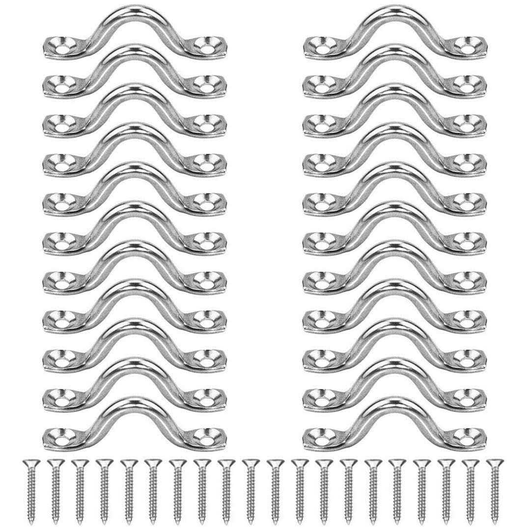 Hamineler 22pcs M5 316 Stainless Steel Eye Straps Ceiling Wall Mount U Hook with Screws - Cheap Fitting