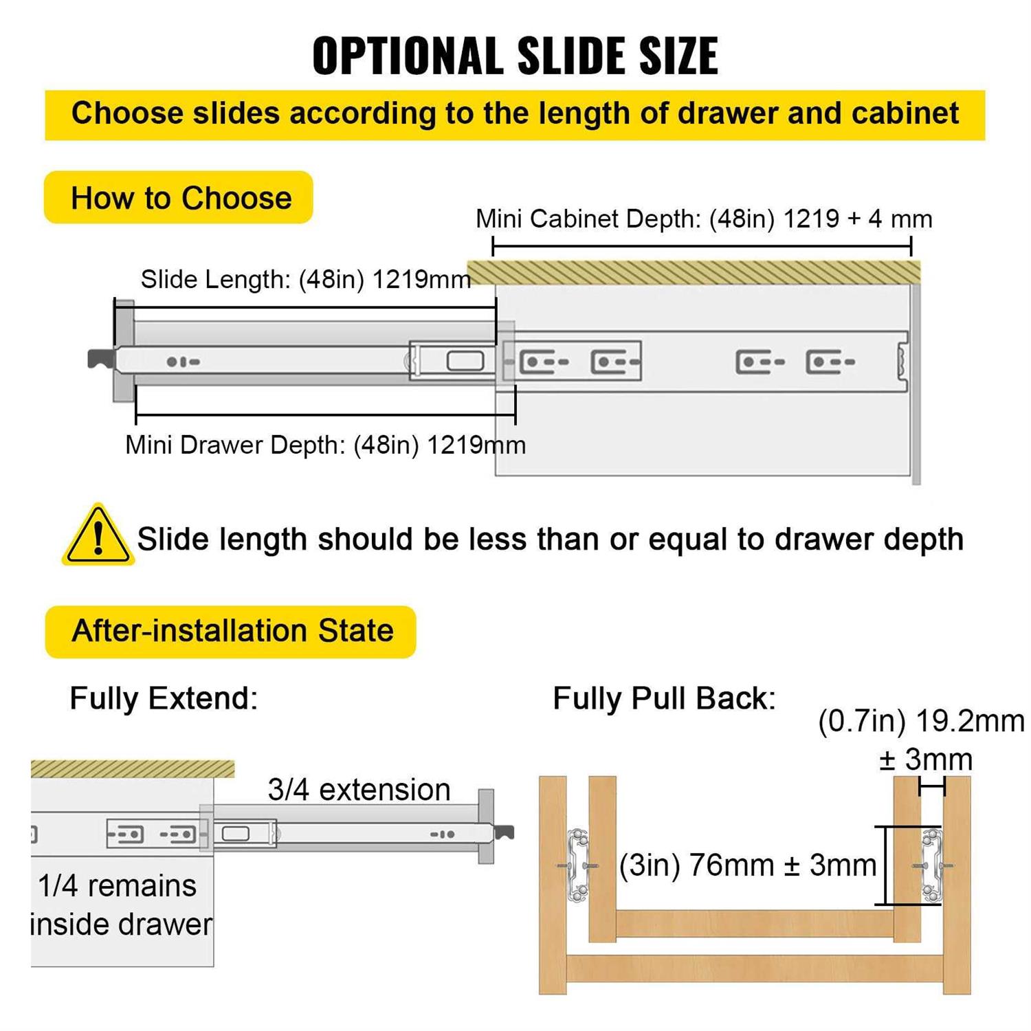 VEVOR Drawer Slides with Lock 1 Pair Heavy-Duty Industrial Steel up to 500 lbs Capacity - Cheap Fitting