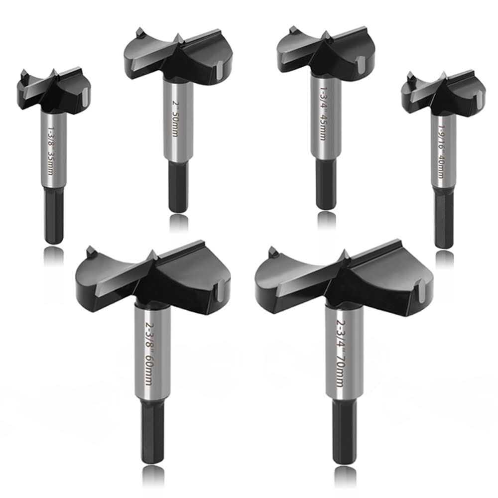 ASNOMY 6PCS Large Size Forstner Bit 1-3/8Inch to 2-3/4Inch Carbide Tipped Forstner Drill Bit for Hard Wood - Cheap Fitting