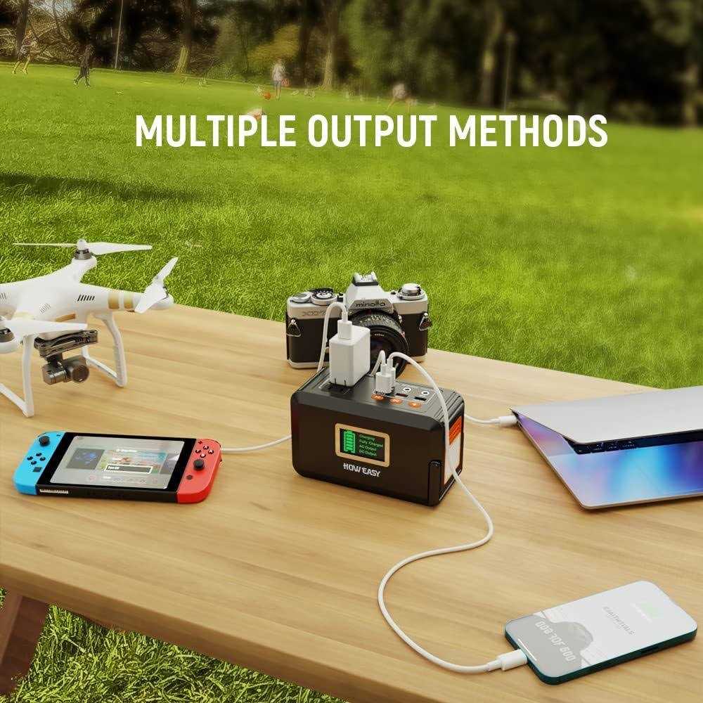 HOWEASY 120W Portable Power Station 88WH Solar Generator Lithium Battery Power with 2 110V AC Socket/ 3 DC Ports/2 USB QC3.0/LED Light - Cheap Fitting