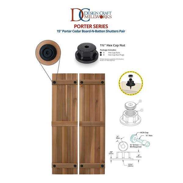 Design Craft Millworks Porter 12 in. x Cedar Board and Batten Shutters Pair - Cheap Fitting