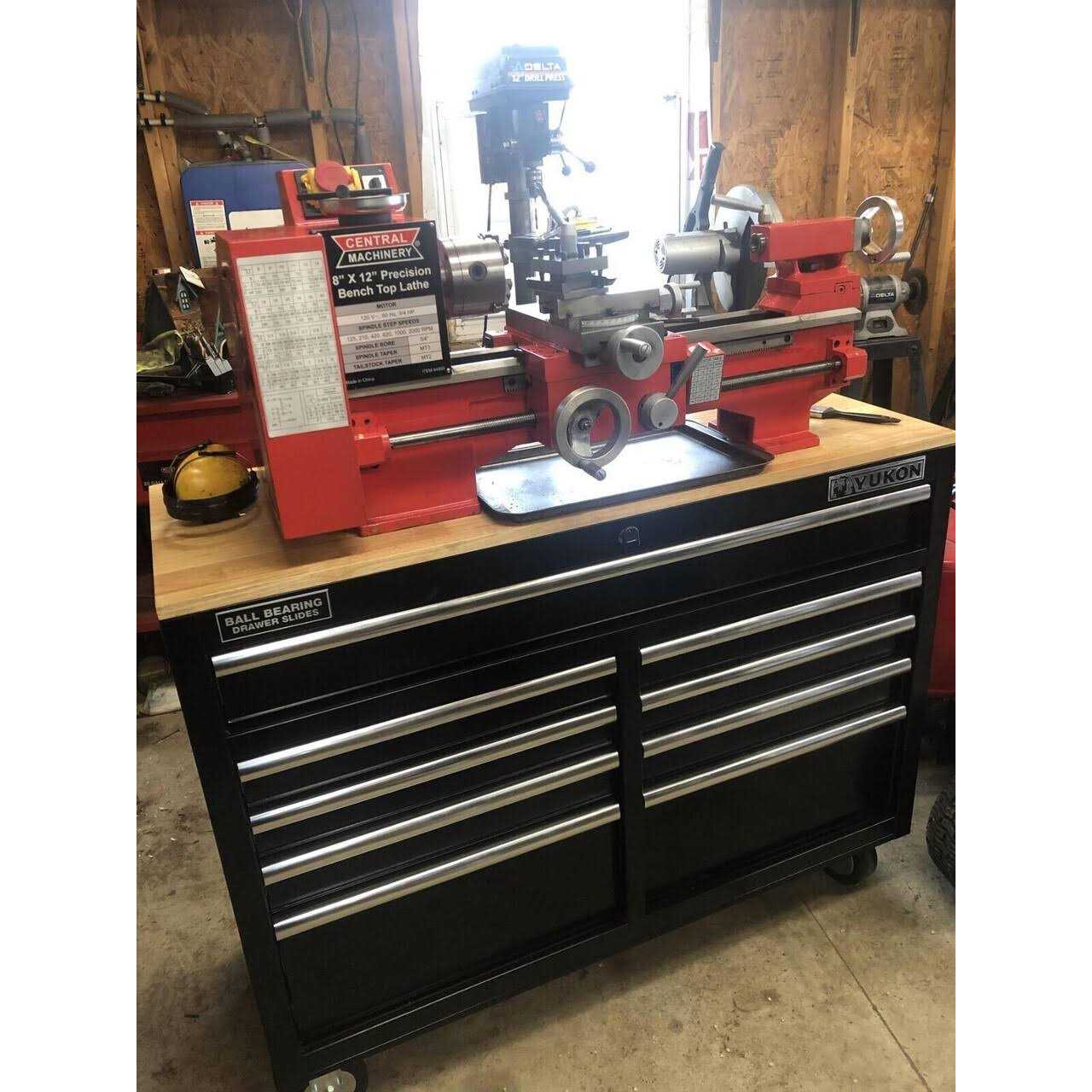 Yukon 46 in. 9 Drawer Mobile Storage Cabinet with Solid Wood Top - Cheap Fitting