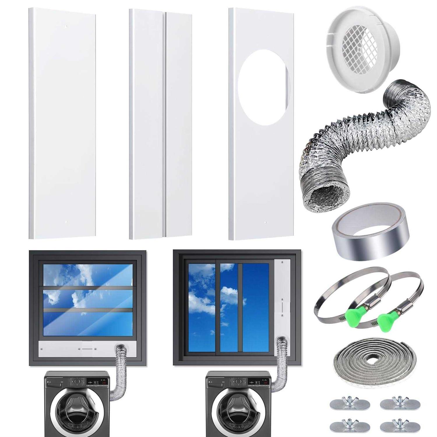 Upgraded Window Dryer Vent Kit with 4 Inch 10 feet Dryer Vent Hose - Cheap Fitting