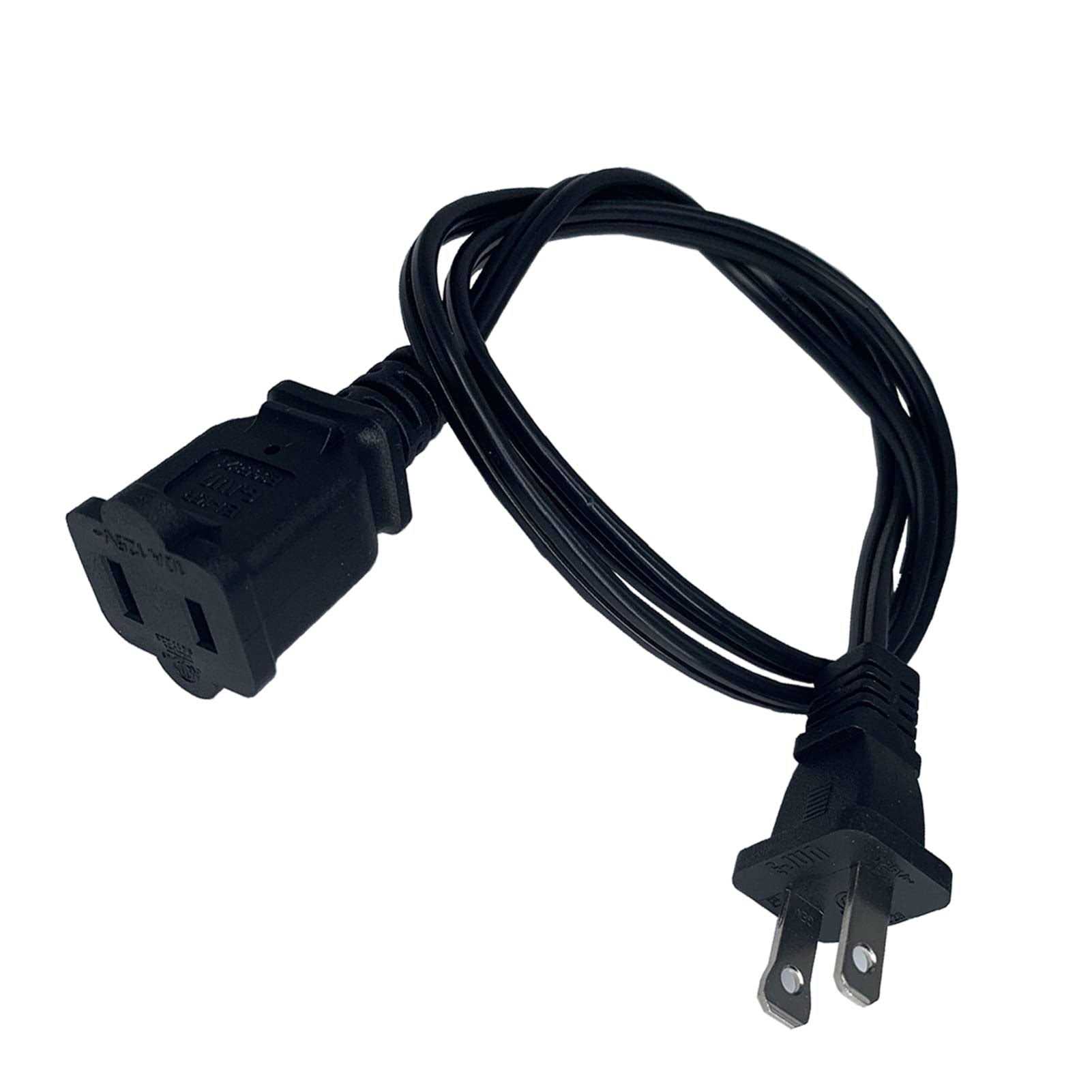 Small Extension Cord 3FT Short Two Prong Extension Cords Black Male Female Extension Cord - Cheap Fitting