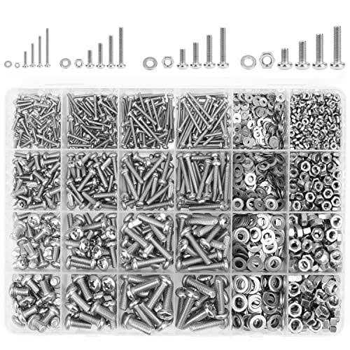 Kindroufly 1285 Pieces M2 M3 M4 M5 Screws Nuts Washers Assortment Kit, Metric Screw Set, Bolts and Nuts - Cheap Fitting