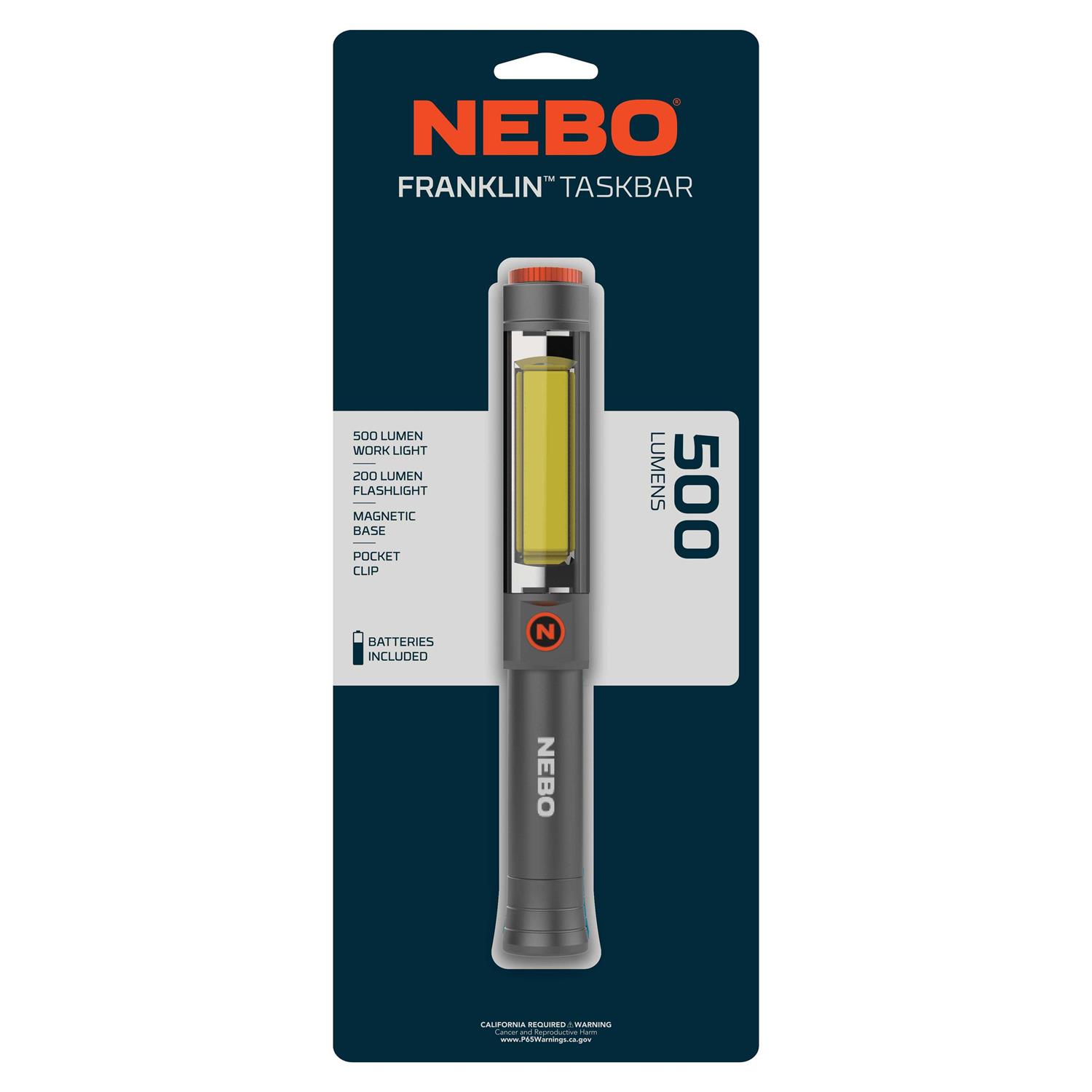 Nebo Franklin 500 lm Black/Orange LED Stick Light AA Battery 123721 - Cheap Fitting