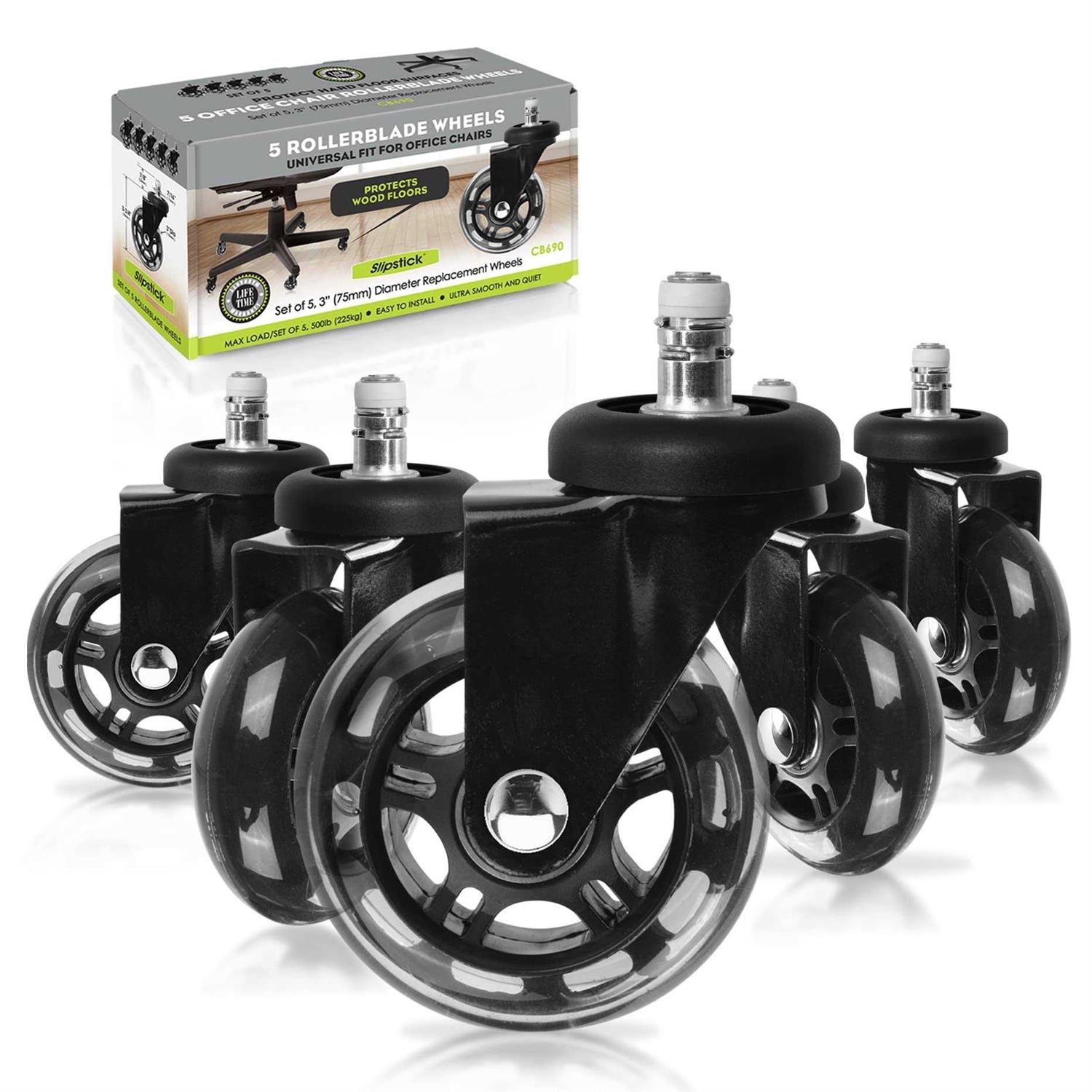 Slipstick 3 Rollerblade Office Chair Wheels - Cheap Fitting