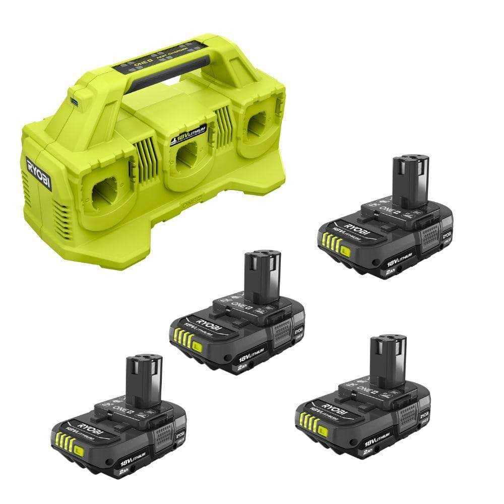 RYOBI ONE+ 18V Lithium-Ion 2.0 Ah Compact Battery with 6-Port Charger - Cheap Fitting