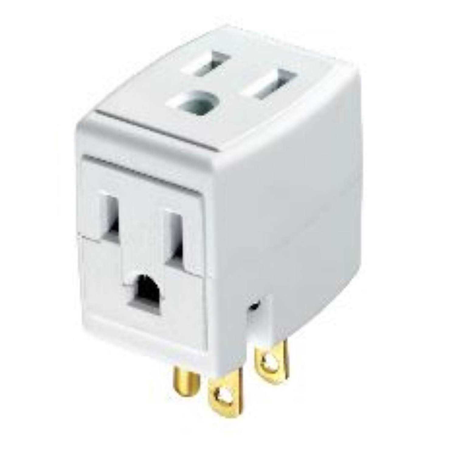 Leviton Grounded Triple Cube Outlet Adapter - Cheap Fitting