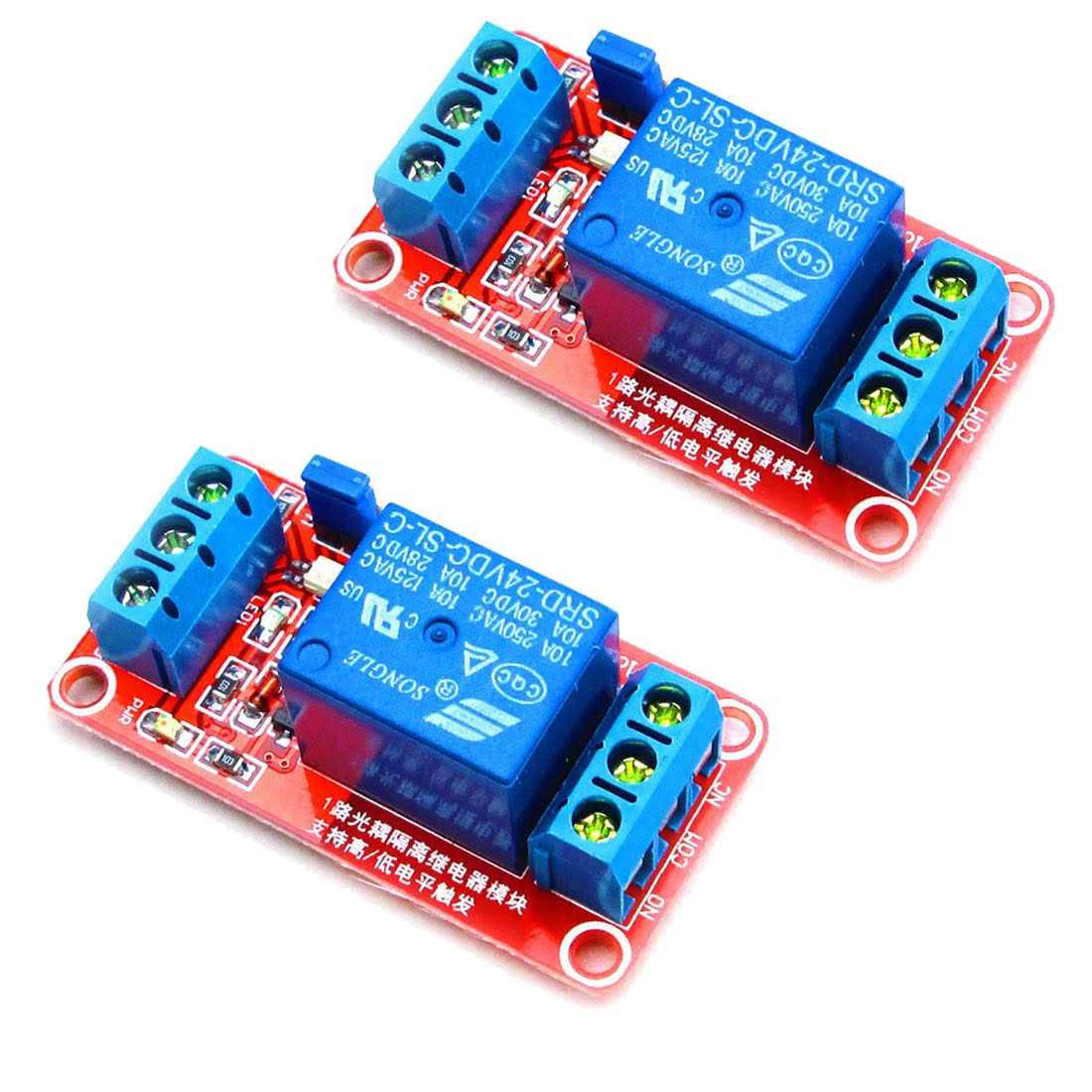 HiLetgo 2pcs DC 24V 1 Channel Relay Module with OPTO Isolation Support High or L - Cheap Fitting