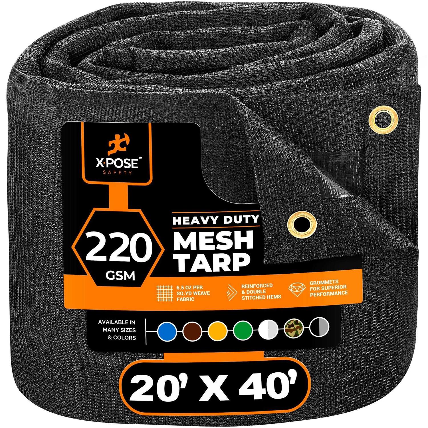 Xpose Safety Heavy Duty Mesh Tarp 12 x Multipurpose Black Protective Cover with Air Flow BMT - Cheap Fitting