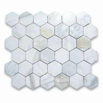 2 Hexagon Calacatta Gold Calcutta Oro Marble Mosaic Tile Polished - Cheap Fitting