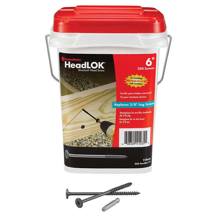 FastenMaster FMHLGM412-250 Headlok Flat Wood Screws - Cheap Fitting