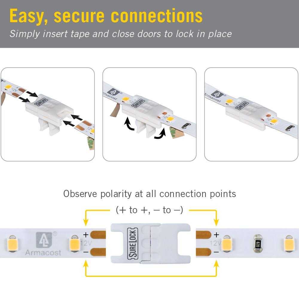 Armacost Lighting SureLock White LED Tape Light Splice Connector Cord - Cheap Fitting