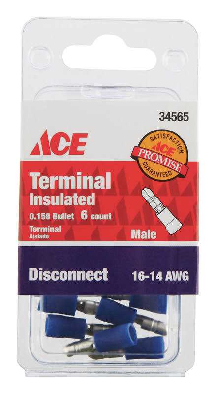 Ace Insulated Wire Male Disconnect Blue 6 pk - Cheap Fitting