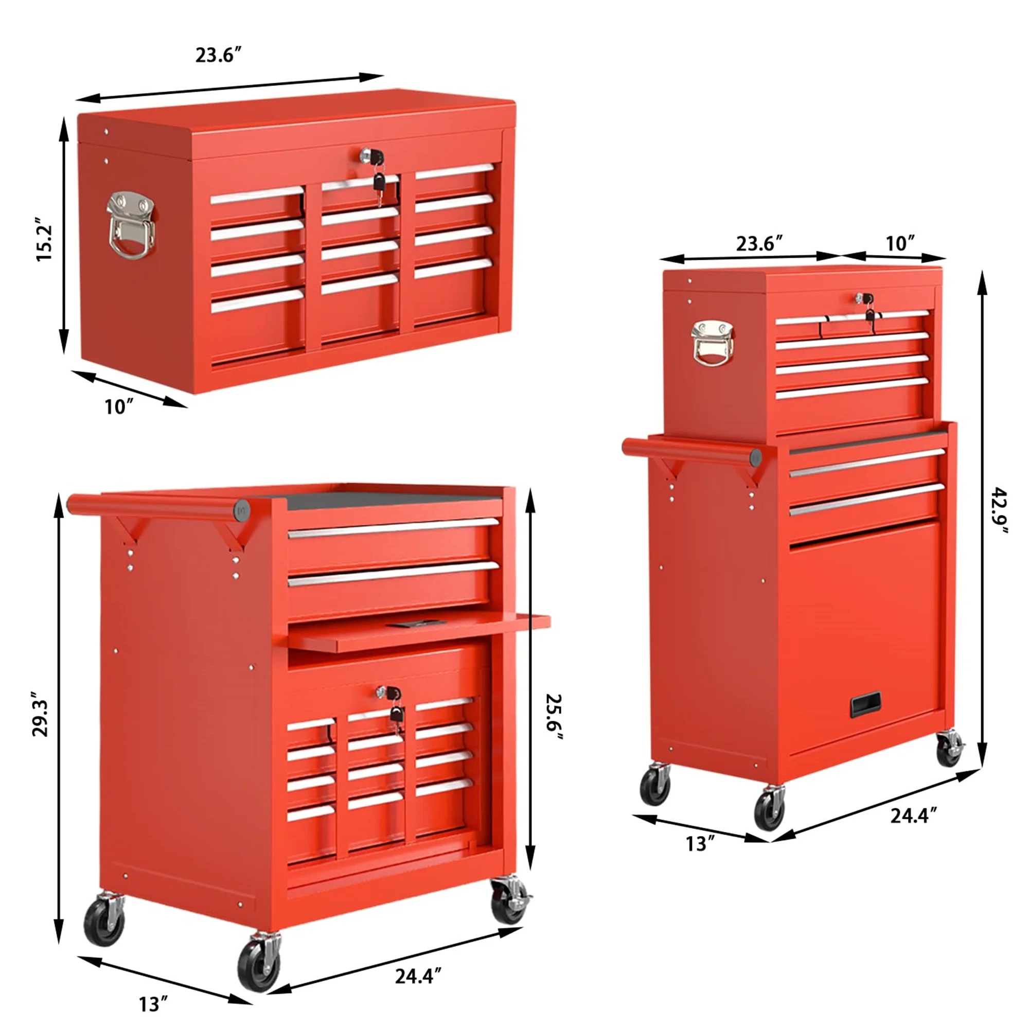 Aukfa Tool Chest, 2 in 1 Steel Rolling Tool Box & Cabinet On Wheels for Garage, 8-Drawer, Blue - Cheap Fitting