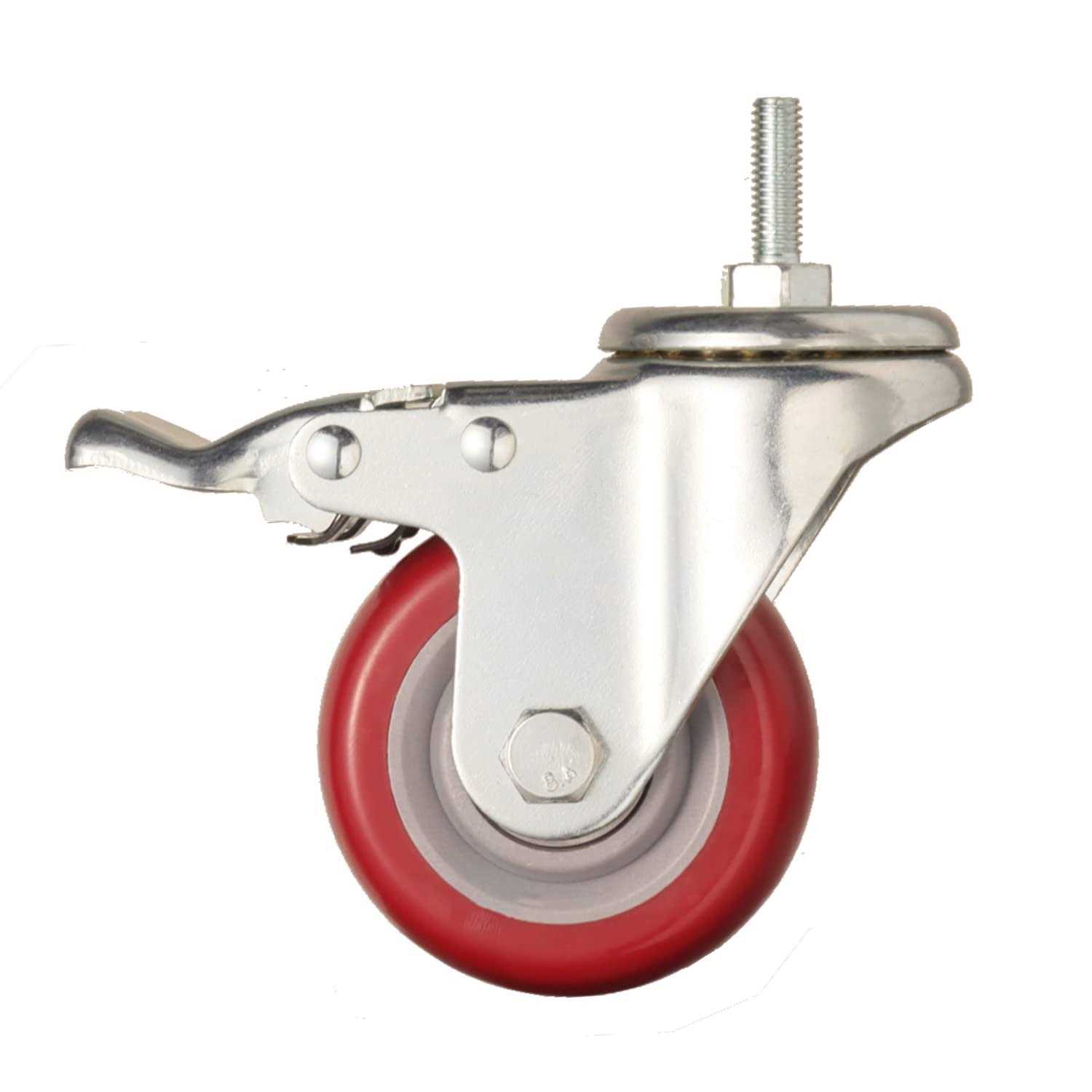 Heavy Duty Stem Caster Wheels Double Bearing Pu Castors No Noise Swive - Cheap Fitting