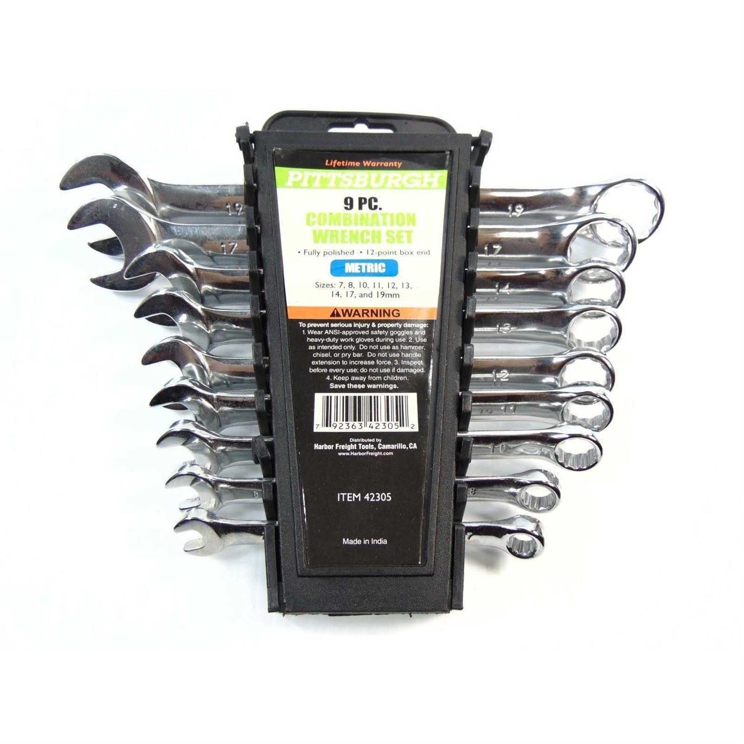 Pittsburgh 9 Piece Fully Polished Metric Combination Wrench Set - Cheap Fitting