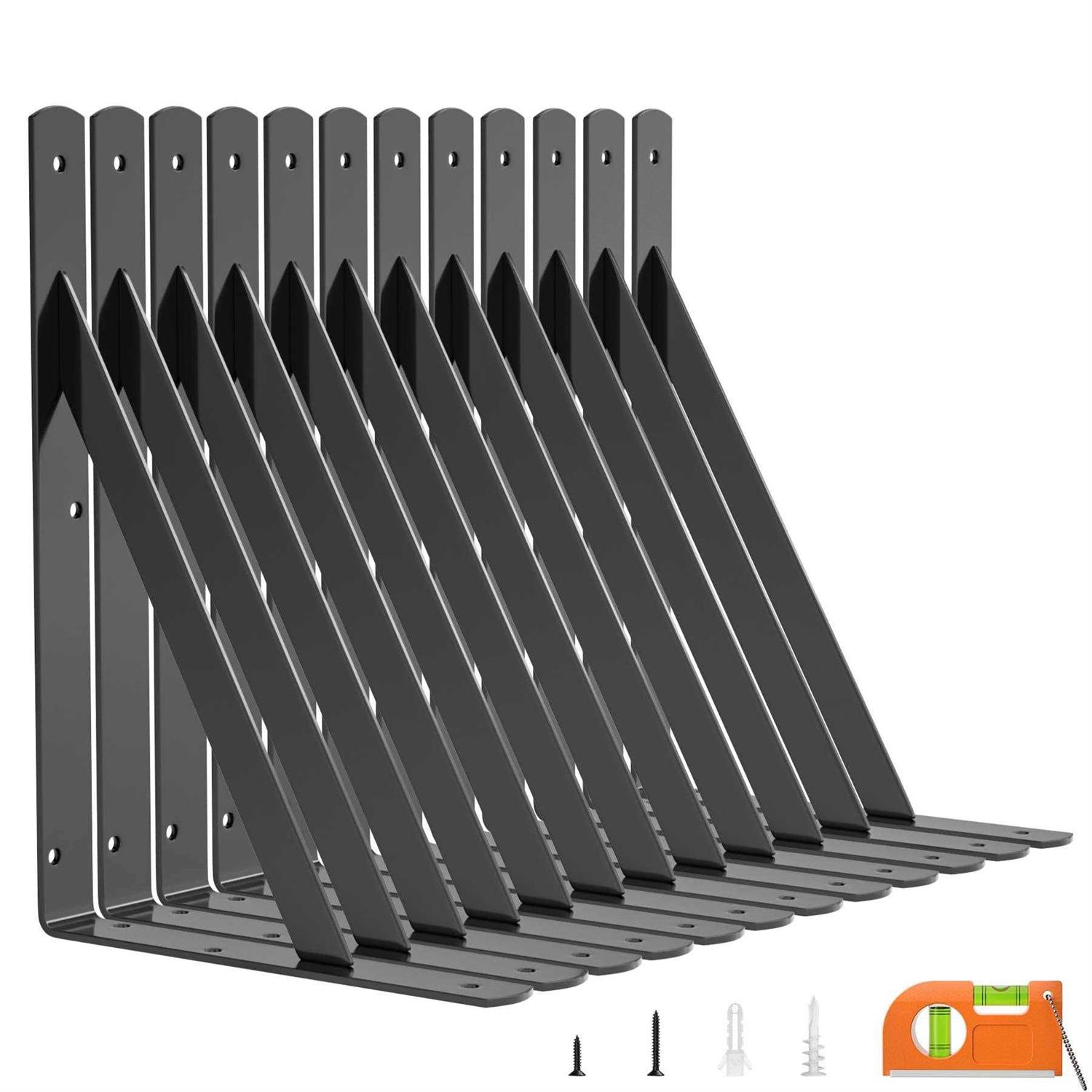 LuckIn 12-Pack 11 Inch Heavy Duty Shelf Bracket Wall Shelf Brackets Fit for 12 14 16 Inch Floating - Cheap Fitting