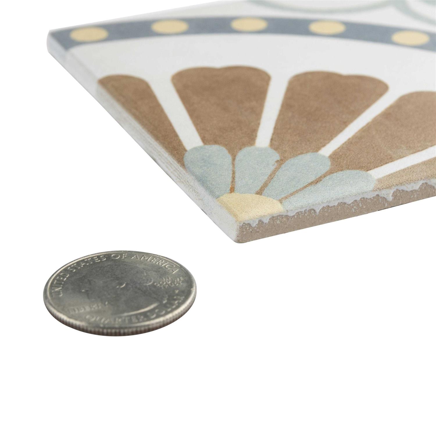 Merola Tile Revival Ring Mini 4 x 4 Ceramic Floor and Wall Tile - Cheap Fitting