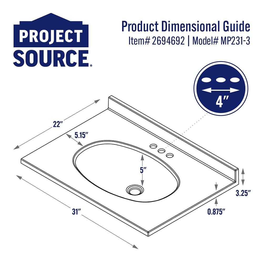 Project Source Cultured Marble Vanity Top With Single Oval Bowl MP231-3 - Cheap Fitting