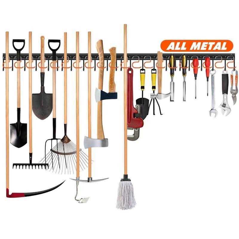 TVKB 68” All Metal Garden Tool Organizer Adjustable Garage Tool Organizer Wall Mount Garage Organizers and Storage with Heavy Duty Hooks Tool Hangers - Cheap Fitting