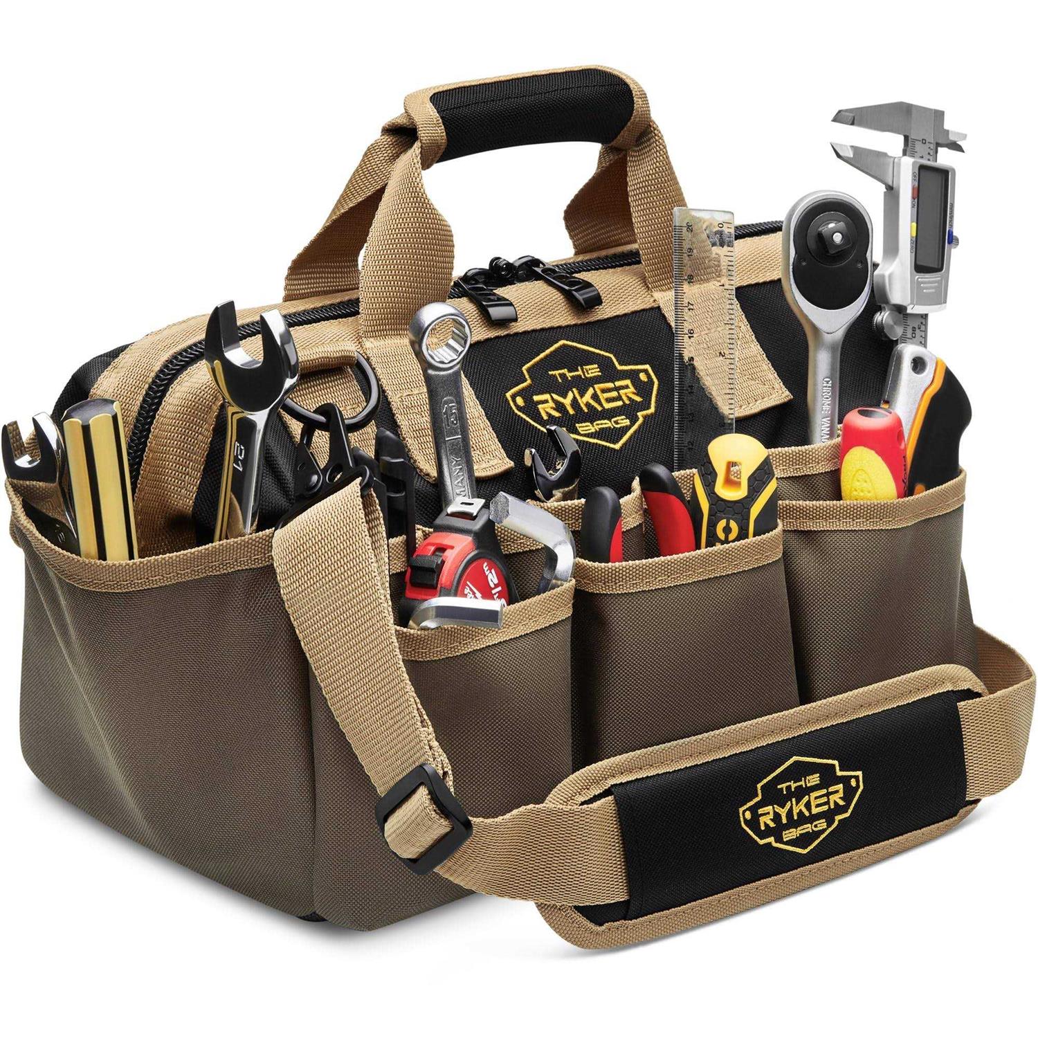 The Ryker Bag 14-Inch Tool Bag Organizer Small Tool Bag. Heavy Duty Tool Bags for Men/Women. Wide Mouth Tool Bag Small. 22 Pockets Toolbag - Cheap Fitting