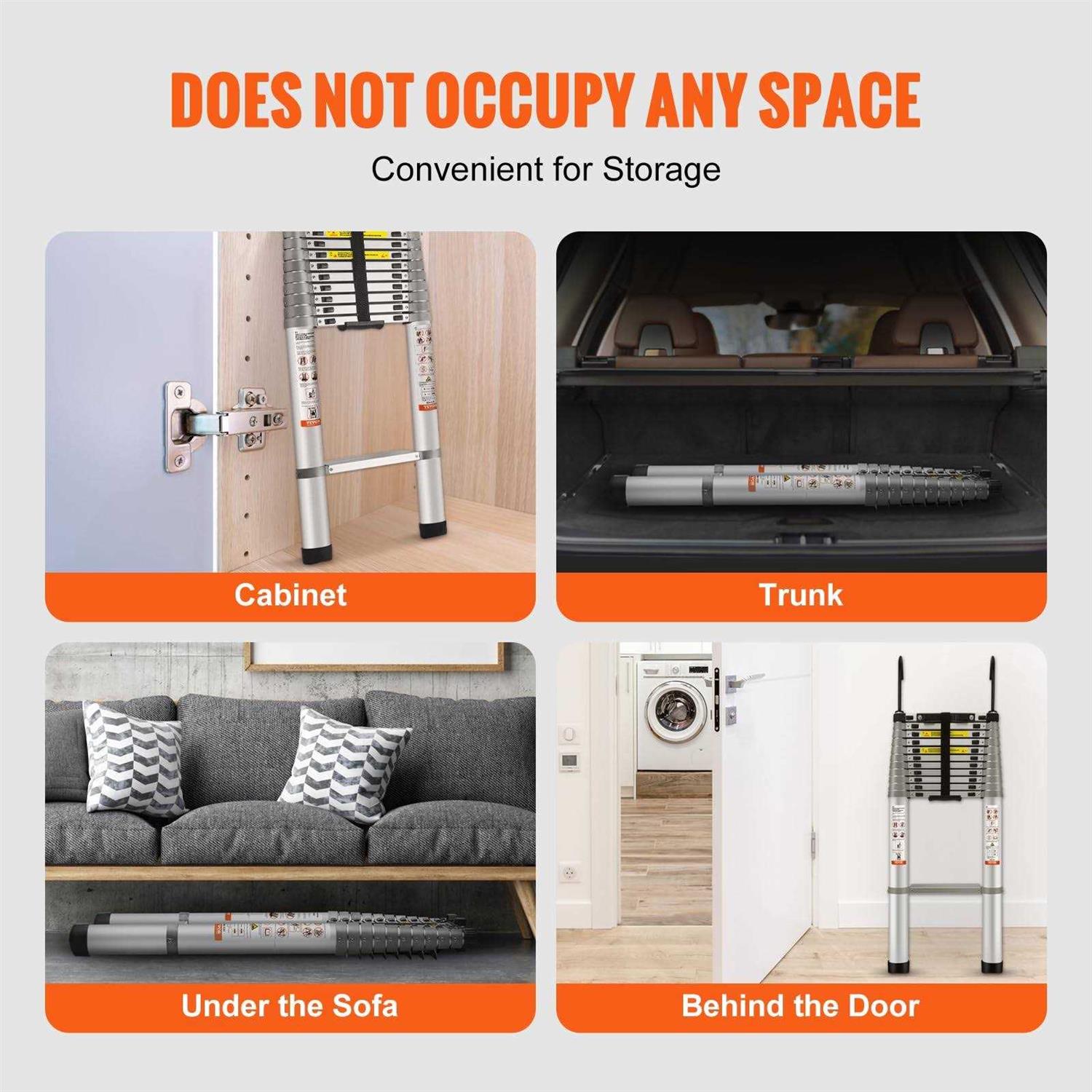 VEVOR Telescoping Ladder Aluminum One-button Retraction Collapsible Extension Ladder - Cheap Fitting