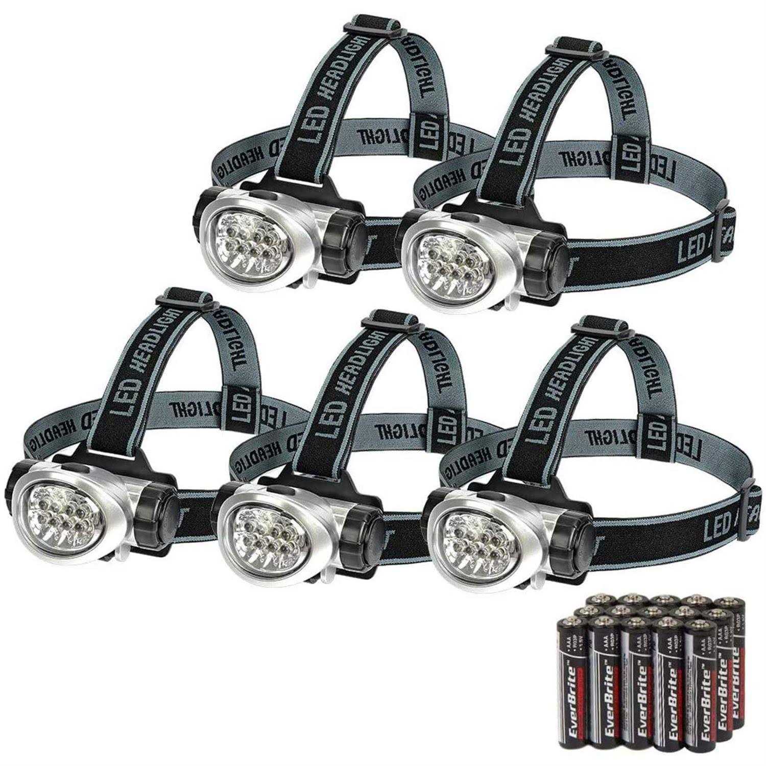 EverBrite 5-Pack LED Headlamp, 4 Lighting Modes, Pivoting Head with Adjustable Headband, Perfect for Running, Camping and Hiking - Cheap Fitting