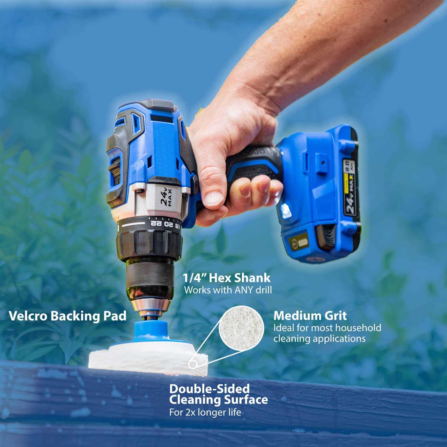 rotoscrub Bathroom Cleaning Scrub Pads + Drill Powered Scrub Brush - Cheap Fitting