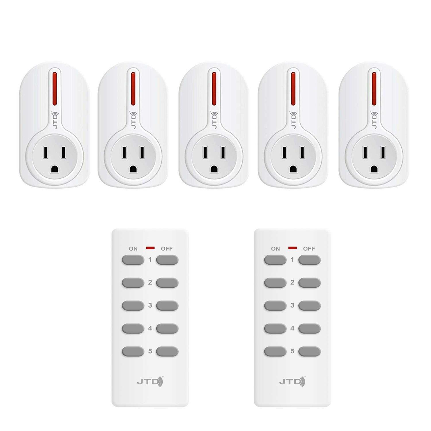 jtd 5 Pack Remote Control Outlet Switch 2nd Generation Energy Saving Auto-programmable Wireless Electrical Plug Switch for Household Appliances - Cheap Fitting