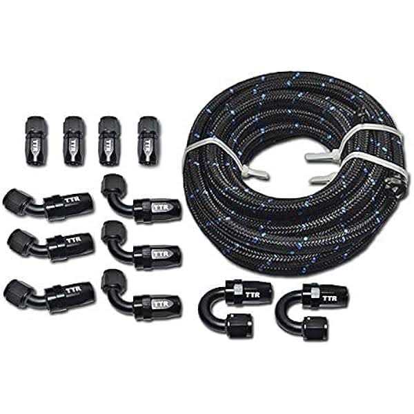 6AN AN6 3/8 Steel Nylon Braided Oil Gas Fuel Hose Line - Cheap Fitting