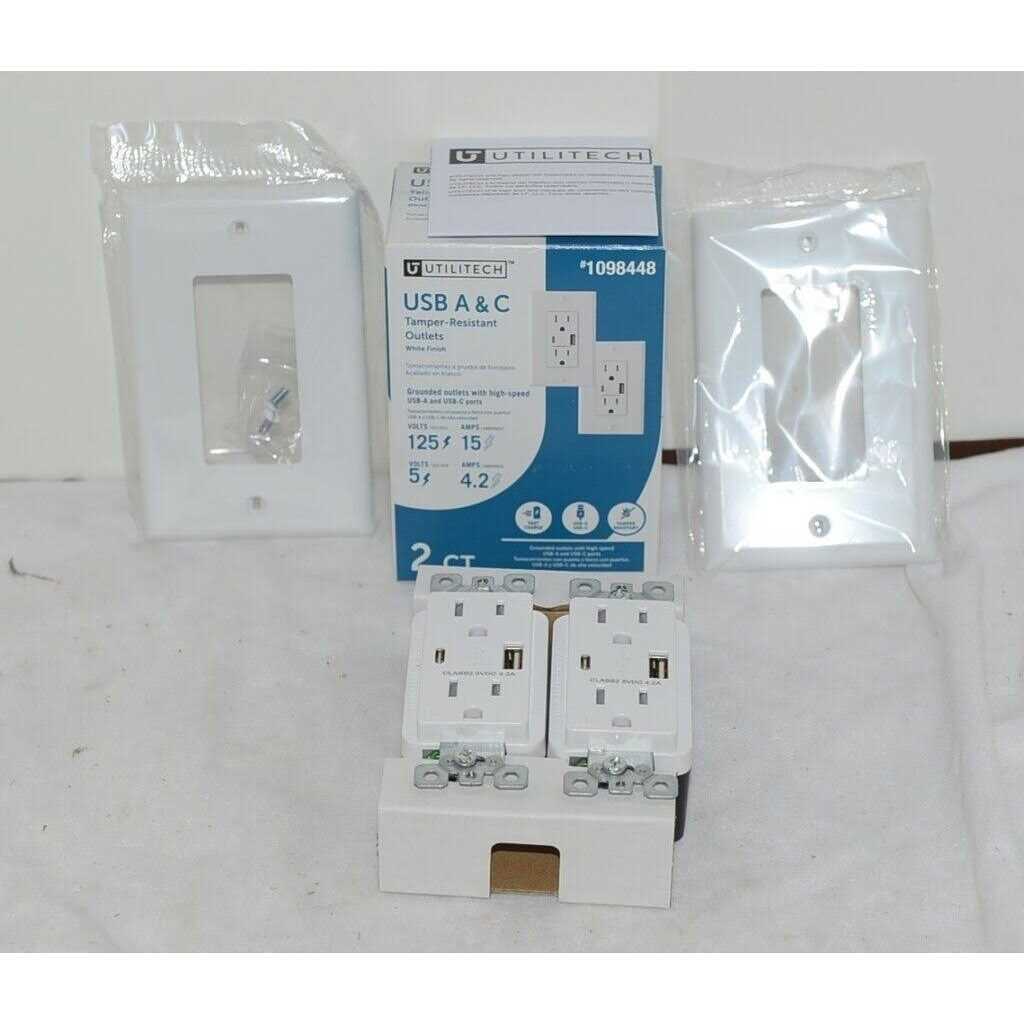 Utilitech 4.2 Amp Type A & Type C USB Wall Charger With15 Amp Duplex Tamper Resistant Wall Plate Outlet R1615D42AC - Cheap Fitting