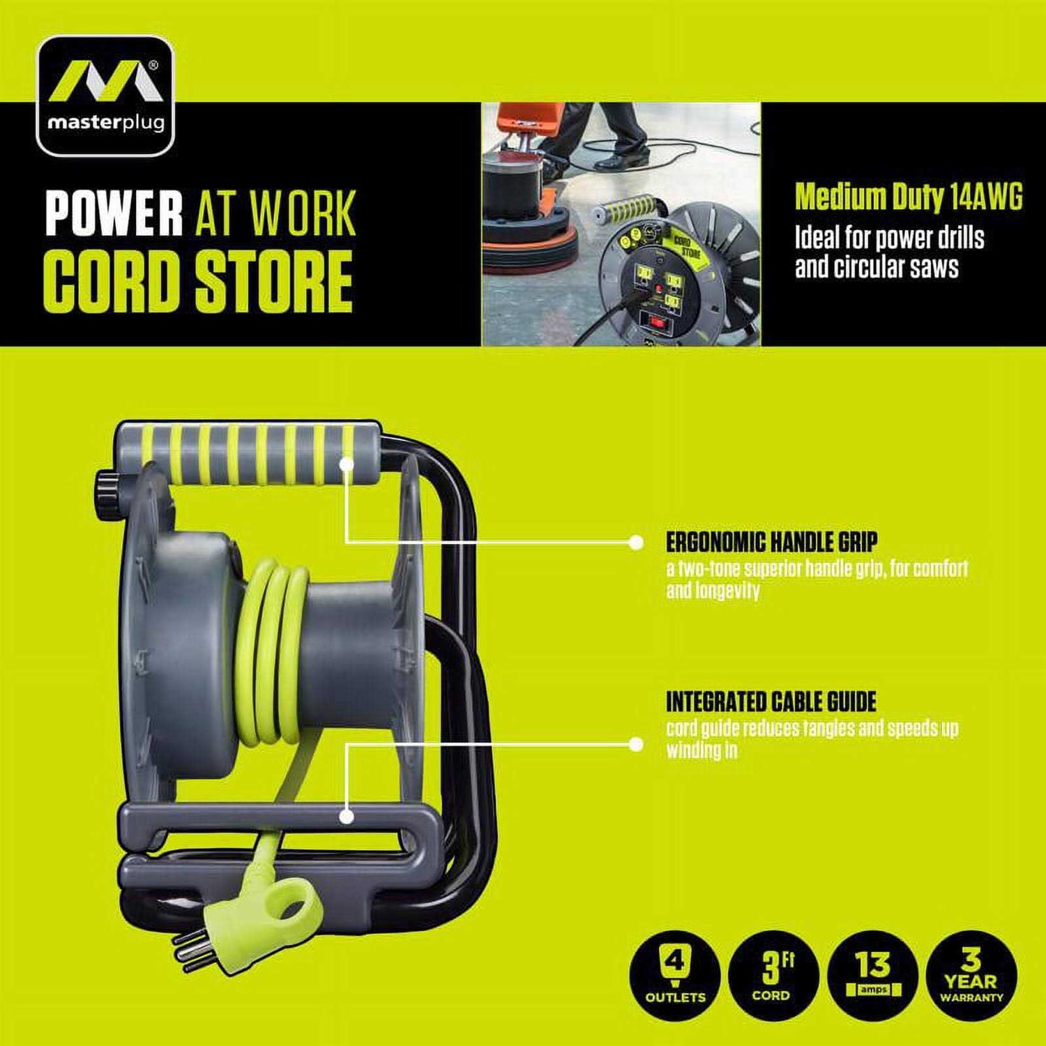 Masterplug 3 ft. L PVC Cord Reel OMA031114G4SL-US - Cheap Fitting