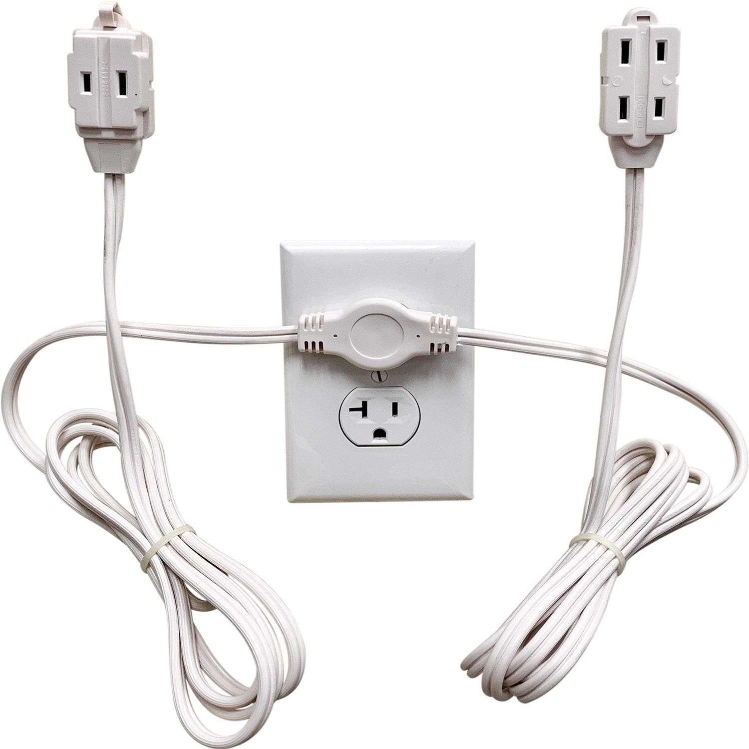 W4w Twin Extension Cord Power Strip 12 Foot Cord 6 feet on Each Side - Cheap Fitting