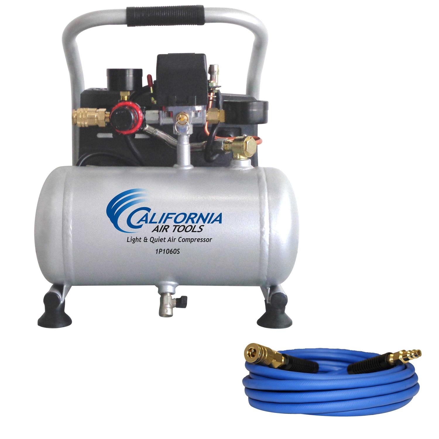 California Air Tools 1P1060SH 1 Gallon 0.6 Hp Light and Quiet Steel Tank Portable Air Compressor Hose kit - Cheap Fitting