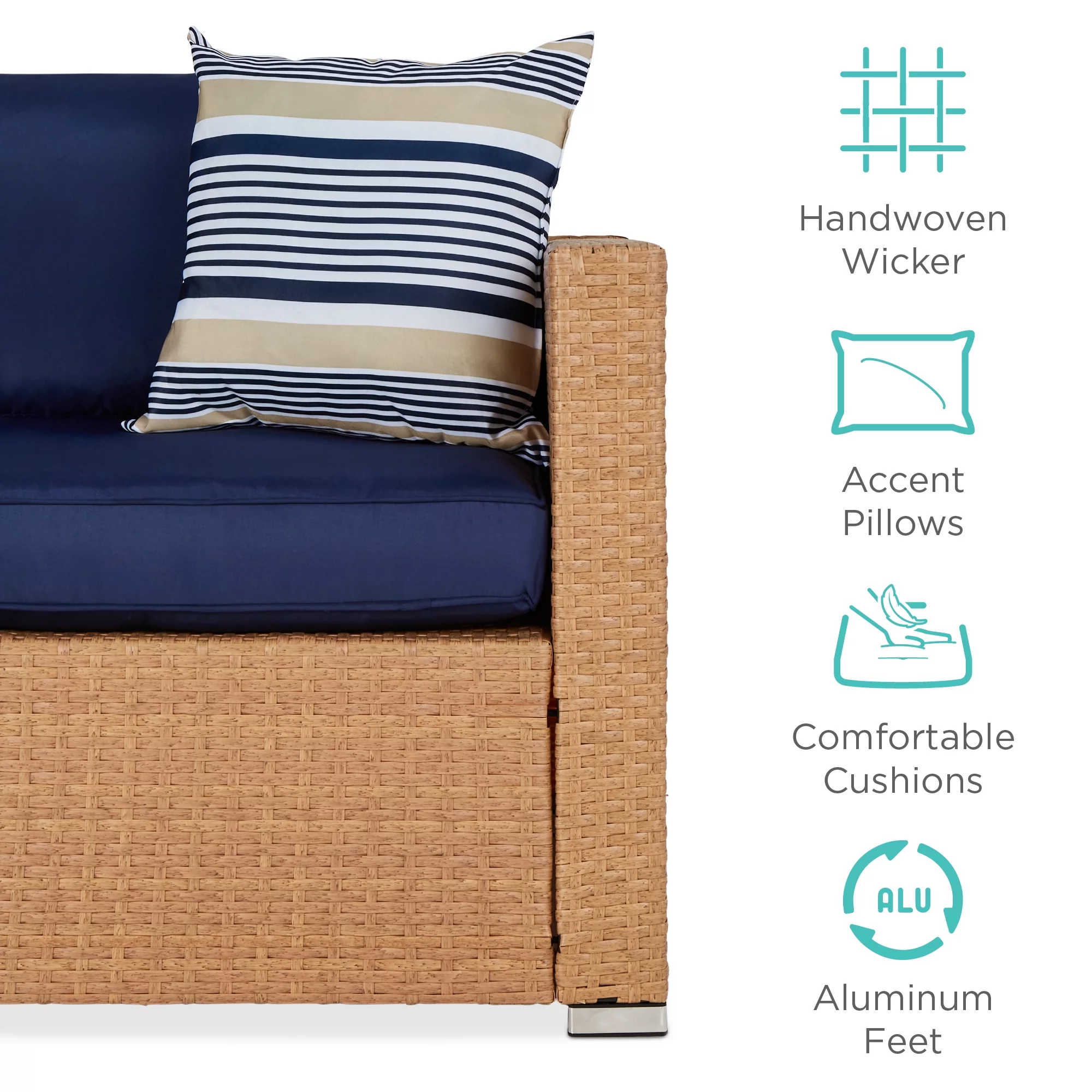 Best Choice Products 7-Piece Outdoor Modular Patio Conversation Furniture, Wicker Sectional Set - Gray/Navy - Cheap Fitting